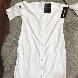 Forever 21 ~ off the shoulder button up dress